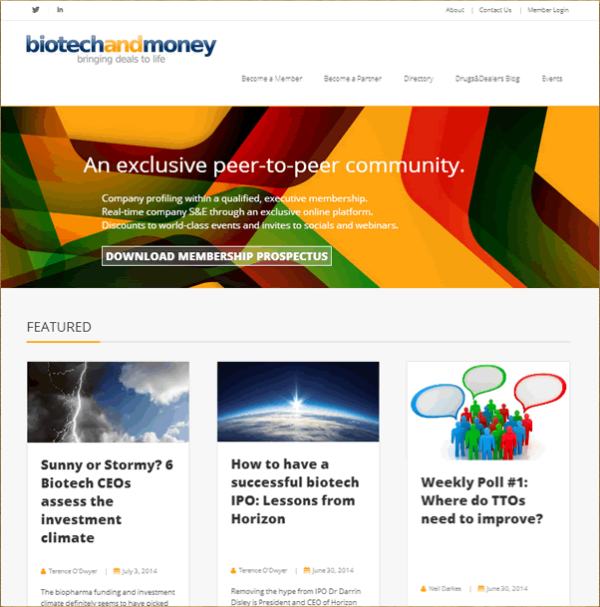 Best examples online b2b communities biotech and money
